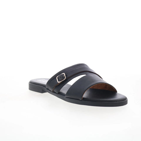 Miz Mooz Latreece Womens Black Leather Slip On Slides Sandals Shoes