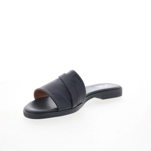 Miz Mooz Latreece Womens Black Leather Slip On Slides Sandals Shoes