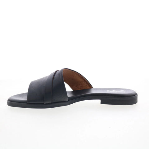 Miz Mooz Latreece Womens Black Leather Slip On Slides Sandals Shoes