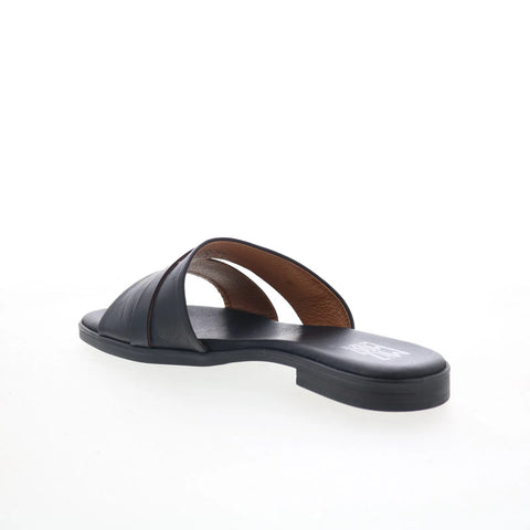 Miz Mooz Latreece Womens Black Leather Slip On Slides Sandals Shoes
