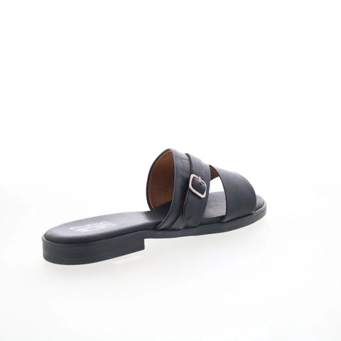 Miz Mooz Latreece Womens Black Leather Slip On Slides Sandals Shoes