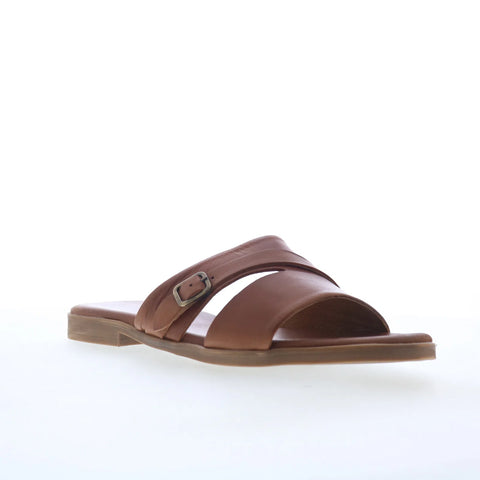 Miz Mooz Latreece Womens Brown Leather Slip On Slides Sandals Shoes