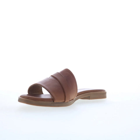 Miz Mooz Latreece Womens Brown Leather Slip On Slides Sandals Shoes