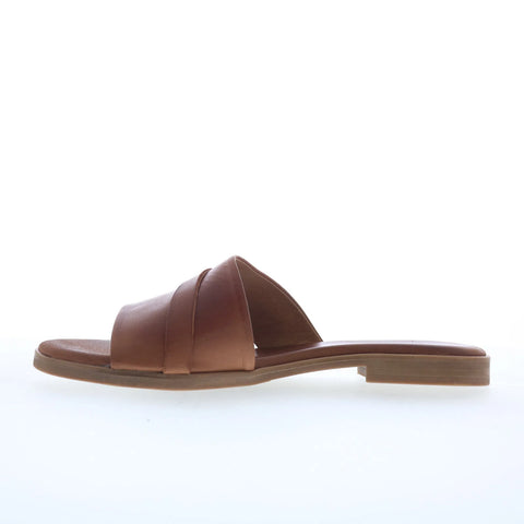 Miz Mooz Latreece Womens Brown Leather Slip On Slides Sandals Shoes