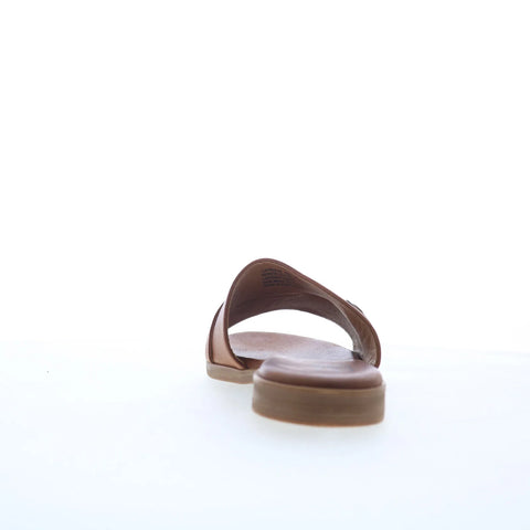 Miz Mooz Latreece Womens Brown Leather Slip On Slides Sandals Shoes