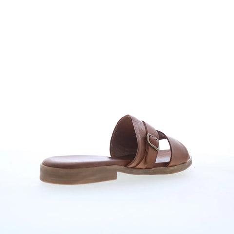 Miz Mooz Latreece Womens Brown Leather Slip On Slides Sandals Shoes