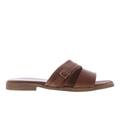 Miz Mooz Latreece Womens Brown Leather Slip On Slides Sandals Shoes