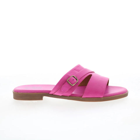 Miz Mooz Latreece Womens Pink Leather Slip On Slides Sandals Shoes