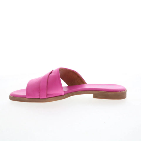 Miz Mooz Latreece Womens Pink Leather Slip On Slides Sandals Shoes