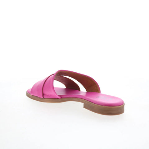 Miz Mooz Latreece Womens Pink Leather Slip On Slides Sandals Shoes