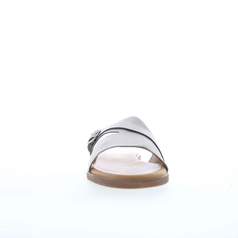Miz Mooz Latreece Womens Silver Leather Slip On Slides Sandals Shoes