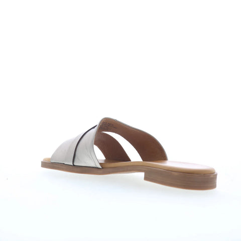 Miz Mooz Latreece Womens Silver Leather Slip On Slides Sandals Shoes