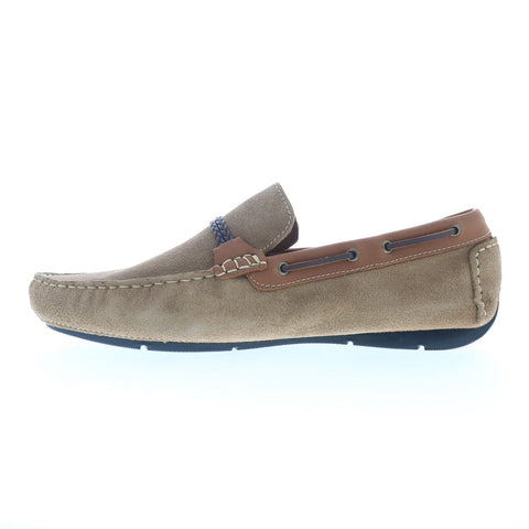 Studio Belvedere Louie Mens Brown Suede Loafers & Slip Ons Moccasin Shoes