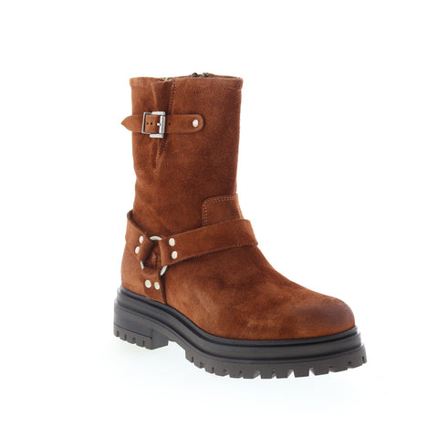 Miz Mooz Laureen Womens Brown Suede Zipper Casual Dress Boots