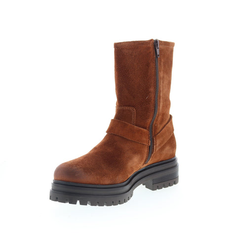 Miz Mooz Laureen Womens Brown Suede Zipper Casual Dress Boots