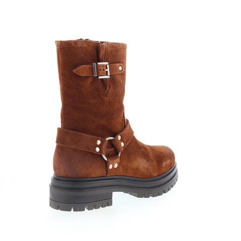 Miz Mooz Laureen Womens Brown Suede Zipper Casual Dress Boots