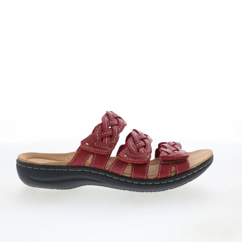 Clarks Laurieann Rio 26182223 Womens Red Leather Flip-Flops Sandals Shoes