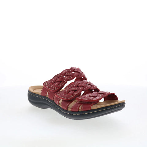 Clarks Laurieann Rio 26182223 Womens Red Leather Flip-Flops Sandals Shoes