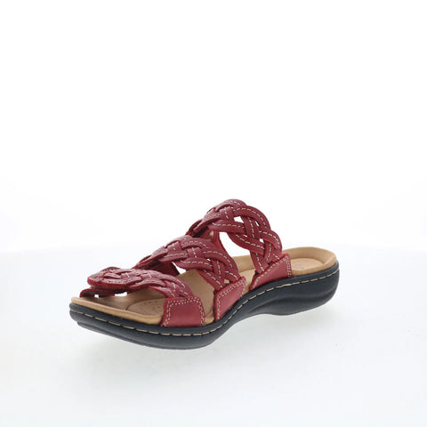 Clarks Laurieann Rio 26182223 Womens Red Leather Flip-Flops Sandals Shoes
