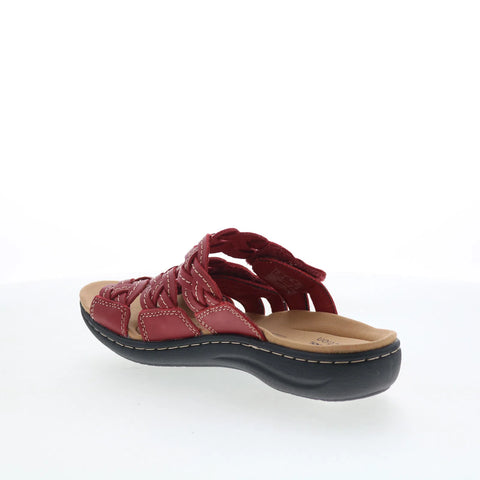 Clarks Laurieann Rio 26182223 Womens Red Leather Flip-Flops Sandals Shoes