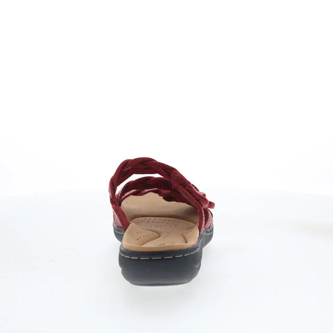 Clarks Laurieann Rio 26182223 Womens Red Leather Flip-Flops Sandals Shoes