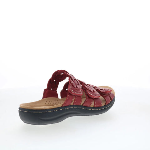 Clarks Laurieann Rio 26182223 Womens Red Leather Flip-Flops Sandals Shoes
