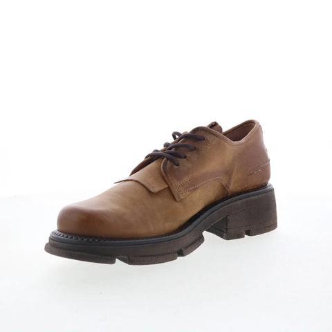 A.S. 98 Layton Womens Brown Leather Lace Up Oxford Flats Shoes