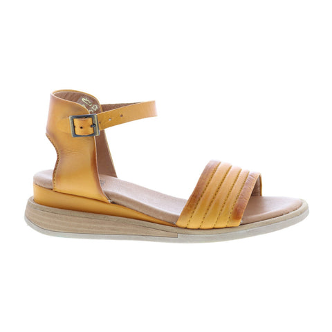 Miz Mooz Cloy Womens Brown Leather Hook & Loop Wedges Sandals Shoes
