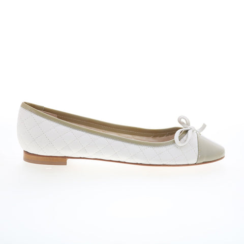 Le Mie Ballerine Le Mie 11 Womens White Leather Slip On Ballet Flats Shoes
