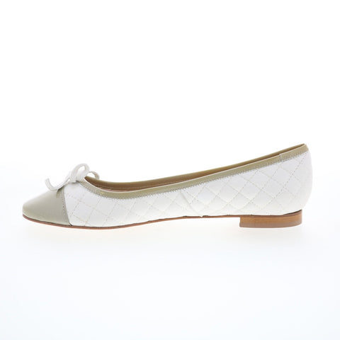 Le Mie Ballerine Le Mie 11 Womens White Leather Slip On Ballet Flats Shoes