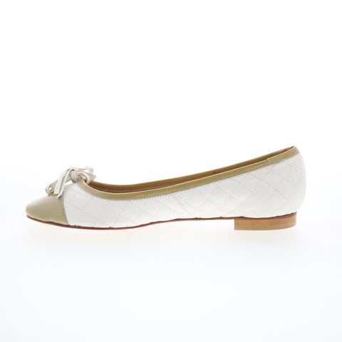 Le Mie Ballerine Le Mie 12 Womens White Leather Slip On Ballet Flats Shoes