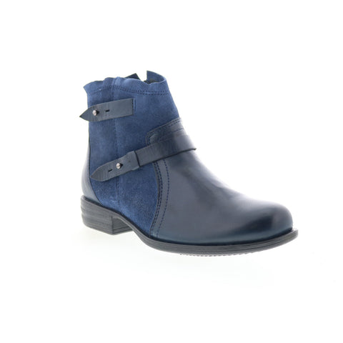 Miz Mooz Leanne Womens Blue Suede Zipper Ankle & Booties Boots