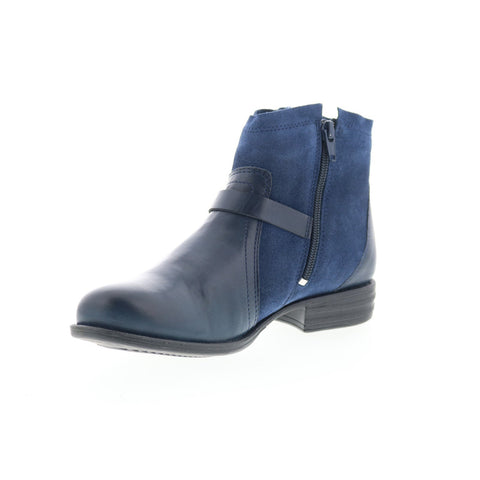 Miz Mooz Leanne Womens Blue Suede Zipper Ankle & Booties Boots