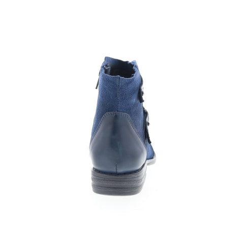 Miz Mooz Leanne Womens Blue Suede Zipper Ankle & Booties Boots