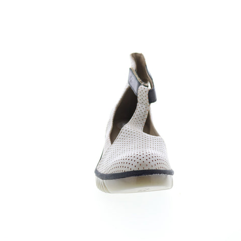 Fly London Leda LEDA359FLY-004 Womens Gray Leather Strap Wedges Sandals Shoes