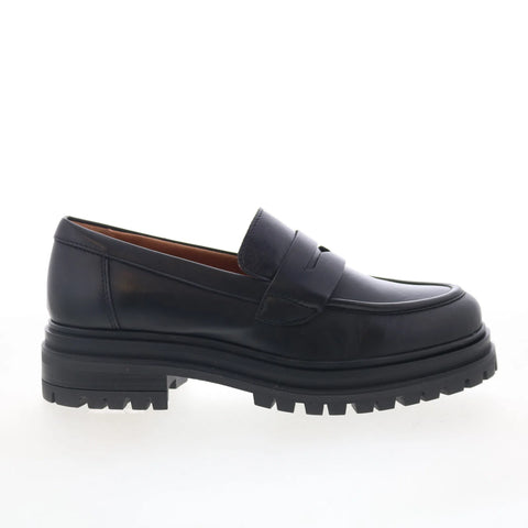 Miz Mooz Legend Womens Black Leather Slip On Loafer Flats Shoes