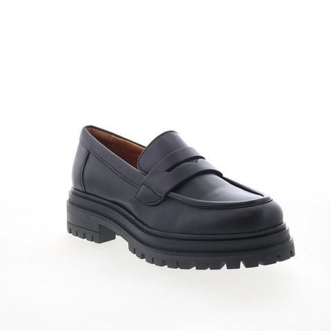 Miz Mooz Legend Womens Black Leather Slip On Loafer Flats Shoes