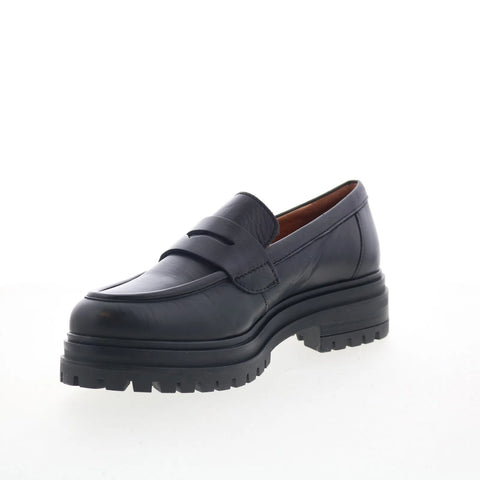 Miz Mooz Legend Womens Black Leather Slip On Loafer Flats Shoes