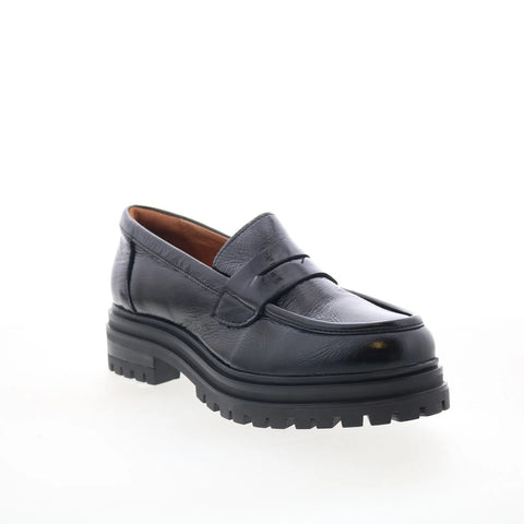 Miz Mooz Legend Womens Black Patent Leather Loafer Flats Shoes