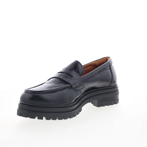 Miz Mooz Legend Womens Black Patent Leather Loafer Flats Shoes