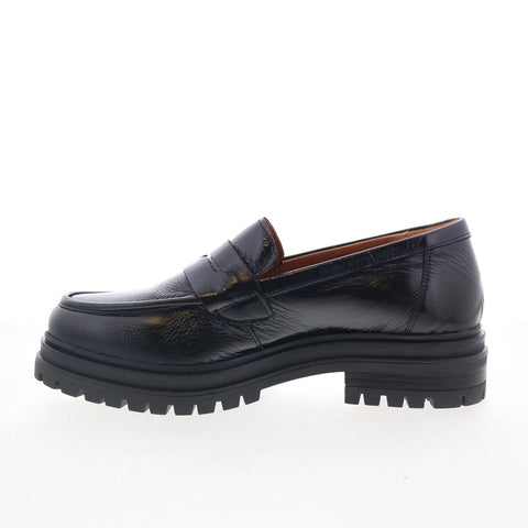 Miz Mooz Legend Womens Black Patent Leather Loafer Flats Shoes
