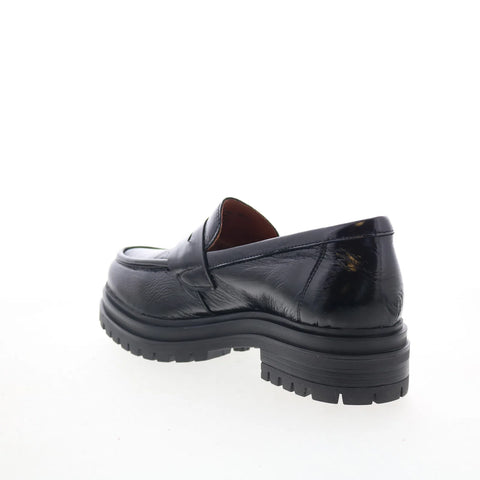 Miz Mooz Legend Womens Black Patent Leather Loafer Flats Shoes