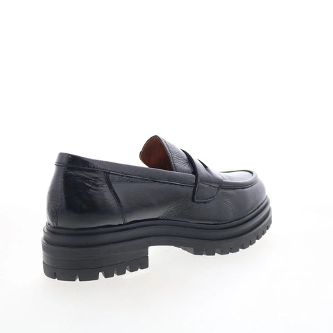 Miz Mooz Legend Womens Black Patent Leather Loafer Flats Shoes
