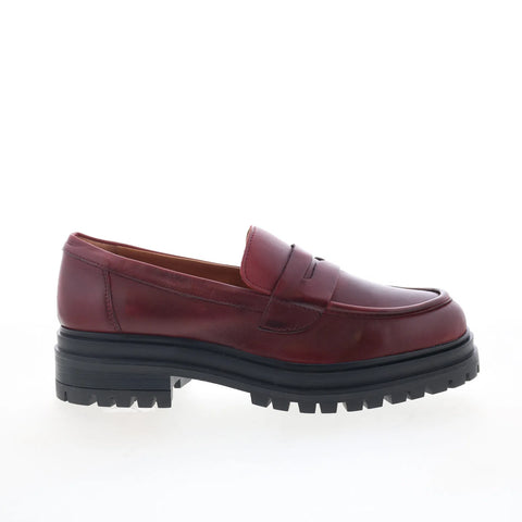 Miz Mooz Legend Womens Red Leather Slip On Loafer Flats Shoes