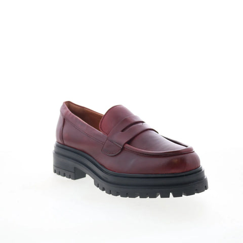 Miz Mooz Legend Womens Red Leather Slip On Loafer Flats Shoes