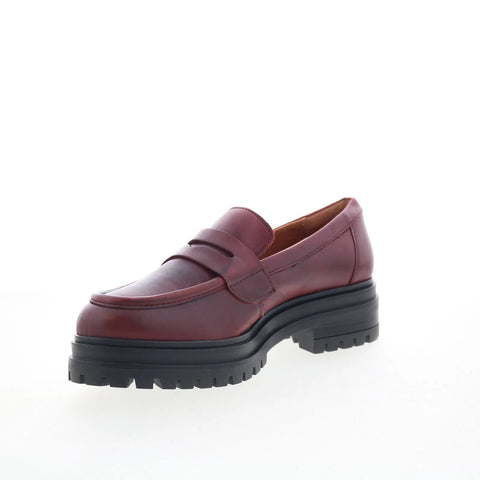 Miz Mooz Legend Womens Red Leather Slip On Loafer Flats Shoes