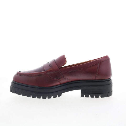 Miz Mooz Legend Womens Red Leather Slip On Loafer Flats Shoes