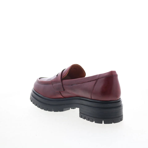 Miz Mooz Legend Womens Red Leather Slip On Loafer Flats Shoes