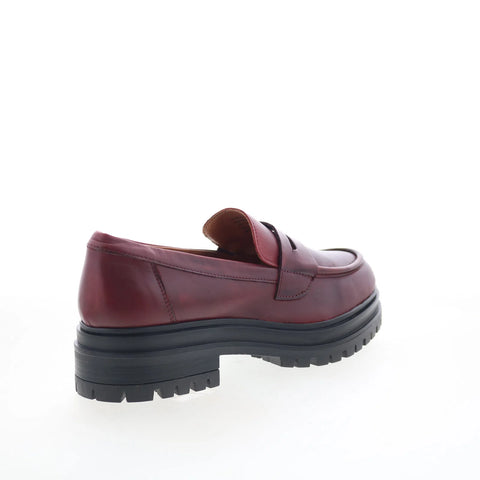 Miz Mooz Legend Womens Red Leather Slip On Loafer Flats Shoes