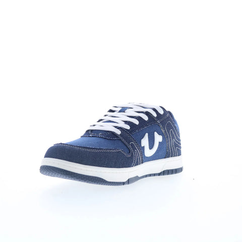 True Religion Legend Mens Blue Canvas Lace Up Lifestyle Sneakers Shoes